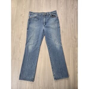 VTG Wrangler Slim Fit Jeans 38x33 Blue Denim Made in‎ USA Cowboy (Fits 36x30)